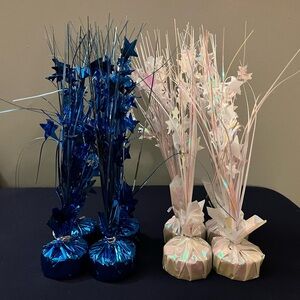 Blue and White Starburst Table Balloon Weights